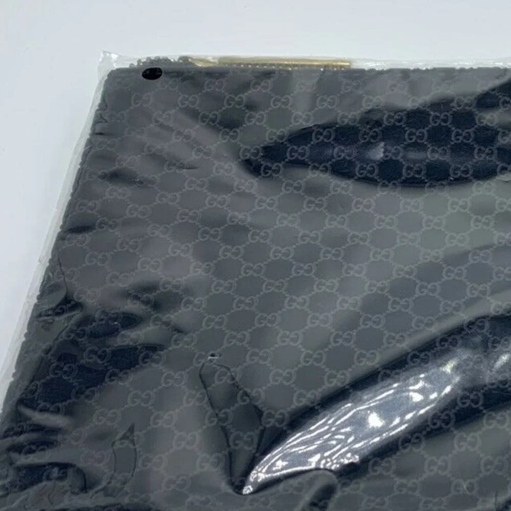 NEW! Authentic GG GUCCI Logo Black Velvet Pouch Purse Cosmetic Bag Embossed Rare - Picture 6 of 6